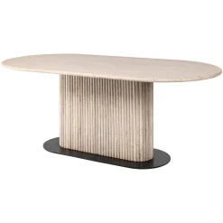 Richmond Interiors Deens Ovale Eettafel La Cantera Travertin, 200 x 100cm* Travertin Eettafel|Ovale Eettafel