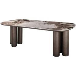 Richmond Interiors Deens Ovale Eettafel Langford Marmerlook en eiken, 230 x 110cm* Marmeren Eettafel|Ovale Eettafel
