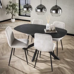 LifestyleFurn Deens Ovale Eettafel Majid Keramieklook, 150 x 90cm* Ovale Eettafel