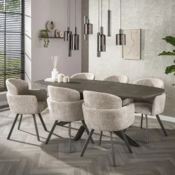 LifestyleFurn Deens Ovale Eettafel Shakira Liquid Metal, 215 x 105cm* Ovale Eettafel