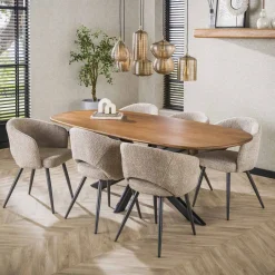 LifestyleFurn Deens Ovale Eettafel Syeda Mangohout* Ovale Eettafel