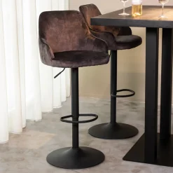 LABEL51 Draaibare Barkruk Fender Velvet (zithoogte 64-84cm)* Barkruk Met Rugleuning|Barkruk Verstelbaar