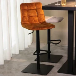 LABEL51 Draaibare Barkruk Juul Velvet (zithoogte 55-81cm)* Barkruk Met Rugleuning|Barkruk Verstelbaar