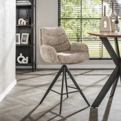 LifestyleFurn Draaibare Barstoel Kristee Chenille (zithoogte 67cm)* Barkruk Met Rugleuning