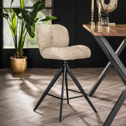 LifestyleFurn Draaibare Barstoel Lovie Bouclé* Barkruk Met Rugleuning