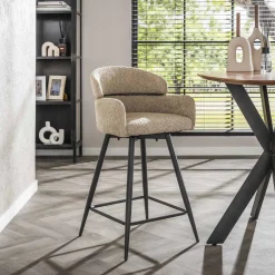 LifestyleFurn Draaibare Barstoel Shalandra Bouclé, kleur (zithoogte 68cm)* Barkruk Met Rugleuning