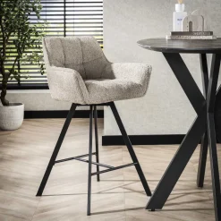 LifestyleFurn Draaibare Barstoel Thandie Bouclé (zithoogte 69cm)* Barkruk Met Rugleuning
