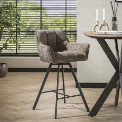 LifestyleFurn Draaibare Barstoel Thandie Rich stof (zithoogte 69cm)* Barkruk Met Rugleuning