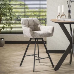 LifestyleFurn Draaibare Barstoel Thandie Rich stof (zithoogte 69cm)* Barkruk Met Rugleuning
