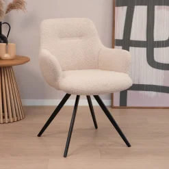 Sohome Draaibare Eetkamerstoel Aimée Bouclé* Beige Eetkamerstoelen|Eetkamerstoelen Bouclé / Teddy