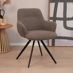 Sohome Draaibare Eetkamerstoel Aimée Bouclé* Beige Eetkamerstoelen|Eetkamerstoelen Bouclé / Teddy