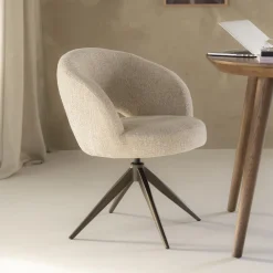 Eleonora Draaibare Eetkamerstoel Alissa Bouclé* Eetkamerstoelen Bouclé / Teddy|Draaibare Eetkamerstoelen