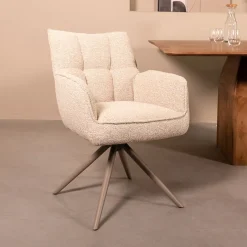 LABEL51 Draaibare Eetkamerstoel Amalfi Bouclé* Eetkamerstoelen Bouclé / Teddy|Draaibare Eetkamerstoelen