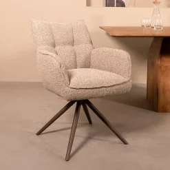 LABEL51 Draaibare Eetkamerstoel Amalfi Bouclé* Eetkamerstoelen Bouclé / Teddy|Draaibare Eetkamerstoelen