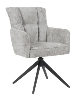 Tower Living Draaibare Eetkamerstoel Bardi Geweven stof* Beige Eetkamerstoelen|Draaibare Eetkamerstoelen