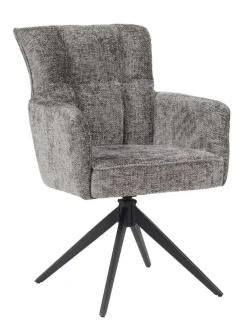Tower Living Draaibare Eetkamerstoel Bardi Geweven stof* Beige Eetkamerstoelen|Draaibare Eetkamerstoelen