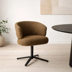 Livingfurn Draaibare Eetkamerstoel Blake Geweven stof, kleur* Eetkamerstoelen Met Armleuning