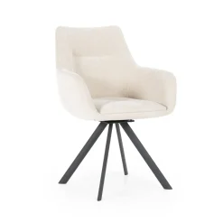 By-Boo Draaibare Eetkamerstoel Bliss Met armleuning* Beige Eetkamerstoelen|Draaibare Eetkamerstoelen