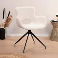 Tower Living Draaibare Eetkamerstoel Campo Teddy* Eetkamerstoelen Bouclé / Teddy|Draaibare Eetkamerstoelen