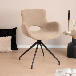 Tower Living Draaibare Eetkamerstoel Campo Teddy* Eetkamerstoelen Bouclé / Teddy|Draaibare Eetkamerstoelen