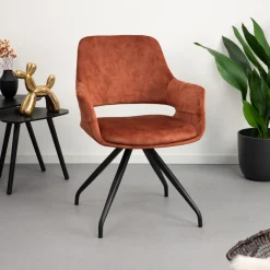 Livingfurn Draaibare Eetkamerstoel Capp Velvet* Eetkamerstoelen Velvet / Fluweel|Beige Eetkamerstoelen