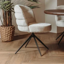 Tower Living Draaibare Eetkamerstoel Carro Chenille* Chenille Eetkamerstoelen|Draaibare Eetkamerstoelen