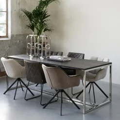 Rivièra Maison Draaibare Eetkamerstoel Carnaby Velvet III, kleur* Draaibare Eetkamerstoelen|Eetkamerstoelen Met Armleuning