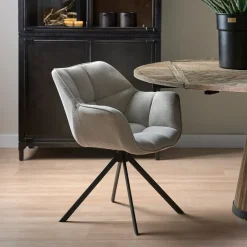 Rivièra Maison Draaibare Eetkamerstoel Carnaby Linen, kleur* Beige Eetkamerstoelen|Draaibare Eetkamerstoelen