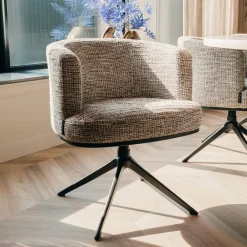 Richmond Interiors Draaibare Eetkamerstoel Cheyenne kleur Nature* Draaibare Eetkamerstoelen|Eetkamerstoelen Met Armleuning