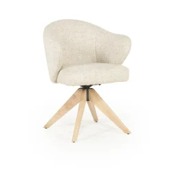 Eleonora Draaibare Eetkamerstoel Connor Eiken onderstel* Beige Eetkamerstoelen|Draaibare Eetkamerstoelen