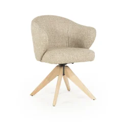 Eleonora Draaibare Eetkamerstoel Connor Eiken onderstel* Beige Eetkamerstoelen|Draaibare Eetkamerstoelen