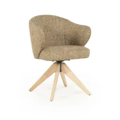 Eleonora Draaibare Eetkamerstoel Connor Eiken onderstel* Beige Eetkamerstoelen|Draaibare Eetkamerstoelen