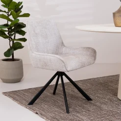 Sohome Draaibare Eetkamerstoel Erika Chenille* Chenille Eetkamerstoelen|Beige Eetkamerstoelen