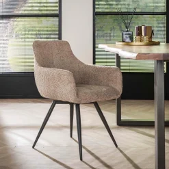 LifestyleFurn Draaibare Eetkamerstoel Evelia Bouclé* Eetkamerstoelen Bouclé / Teddy|Eetkamerstoelen Met Armleuning