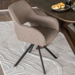 Eleonora Draaibare Eetkamerstoel Fabio Bouclé* Beige Eetkamerstoelen|Eetkamerstoelen Bouclé / Teddy