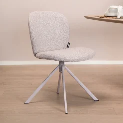 WOOOD Draaibare Eetkamerstoel Femke Bouclé* Chenille Eetkamerstoelen|Eetkamerstoelen Bouclé / Teddy