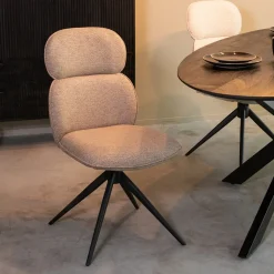 LABEL51 Draaibare Eetkamerstoel Finn Bouclé* Eetkamerstoelen Bouclé / Teddy|Draaibare Eetkamerstoelen
