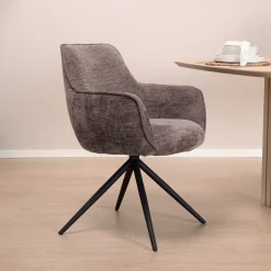 Tower Living Draaibare Eetkamerstoel Fondo Chenille* Chenille Eetkamerstoelen|Beige Eetkamerstoelen