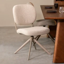 LABEL51 Draaibare Eetkamerstoel Geneva Bouclé* Eetkamerstoelen Bouclé / Teddy|Draaibare Eetkamerstoelen