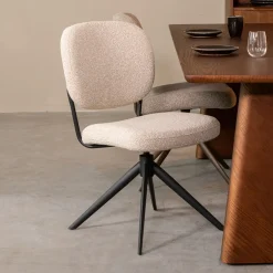 LABEL51 Draaibare Eetkamerstoel Geneva Bouclé* Eetkamerstoelen Bouclé / Teddy|Draaibare Eetkamerstoelen
