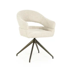Eleonora Draaibare Eetkamerstoel Hailey Bouclé* Beige Eetkamerstoelen|Eetkamerstoelen Bouclé / Teddy