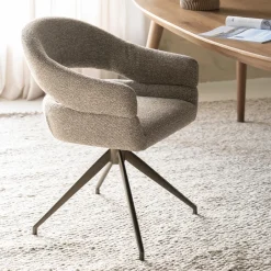 Eleonora Draaibare Eetkamerstoel Hailey Bouclé* Beige Eetkamerstoelen|Eetkamerstoelen Bouclé / Teddy