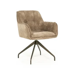 Eleonora Draaibare Eetkamerstoel Hugo Chenille* Chenille Eetkamerstoelen|Beige Eetkamerstoelen
