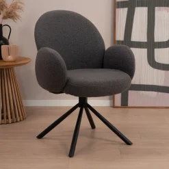 Tower Living Draaibare Eetkamerstoel Imola Bouclé* Beige Eetkamerstoelen|Eetkamerstoelen Bouclé / Teddy