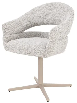 Livingfurn Draaibare Eetkamerstoel Jade Geweven stof, kleur Naturel* Beige Eetkamerstoelen|Draaibare Eetkamerstoelen