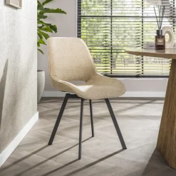 LifestyleFurn Draaibare Eetkamerstoel Jovanni Chenille, kleur* Chenille Eetkamerstoelen|Beige Eetkamerstoelen