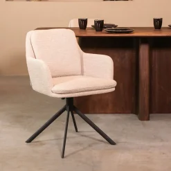 LABEL51 Draaibare Eetkamerstoel Joy Bouclé, kleur* Eetkamerstoelen Bouclé / Teddy|Draaibare Eetkamerstoelen