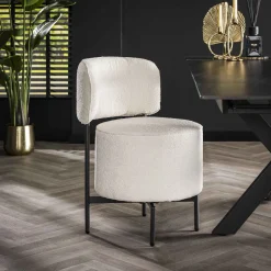 LifestyleFurn Draaibare Eetkamerstoel Karlita Bouclé* Eetkamerstoelen Bouclé / Teddy|Eetkamerstoelen Zonder Armleuning