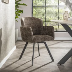 LifestyleFurn Draaibare Eetkamerstoel Katurah Geweven stof* Draaibare Eetkamerstoelen|Eetkamerstoelen Met Armleuning