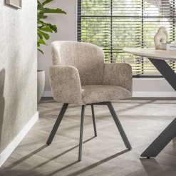 LifestyleFurn Draaibare Eetkamerstoel Katurah Geweven stof* Draaibare Eetkamerstoelen|Eetkamerstoelen Met Armleuning